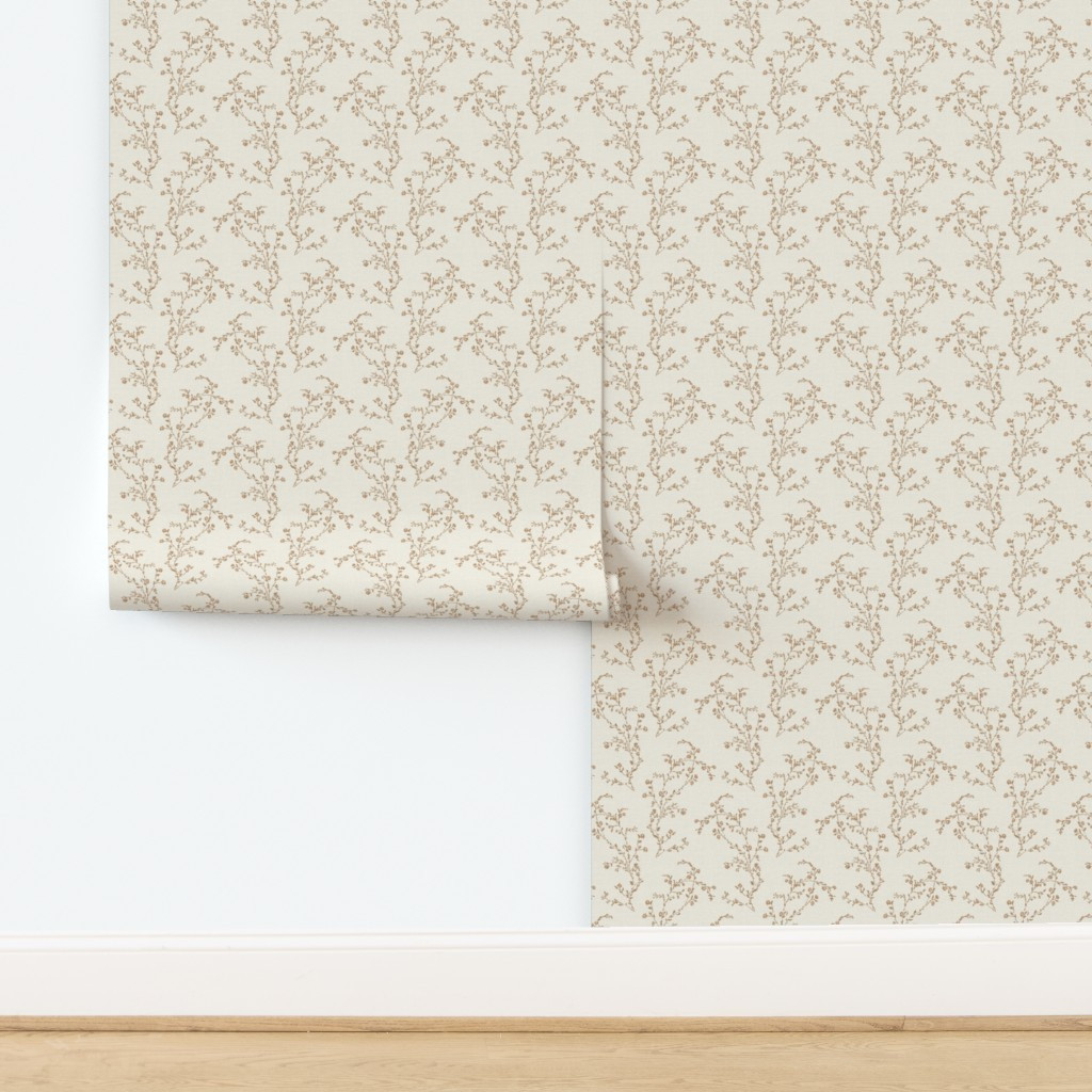 Brown Vines Cream_Iveta Abolina Wallpaper byonesweetorange | Spoonflower