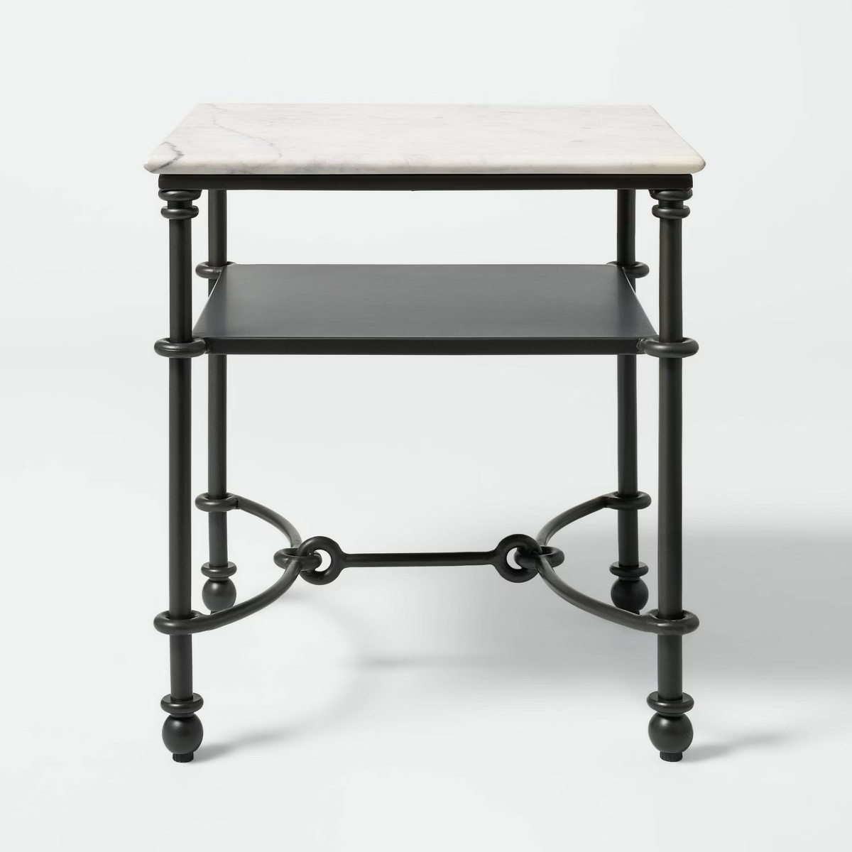 Metal and Marble Accent Table with Shelf White Carrara Marble/Dark Bronze - Threshold™ designed... | Target