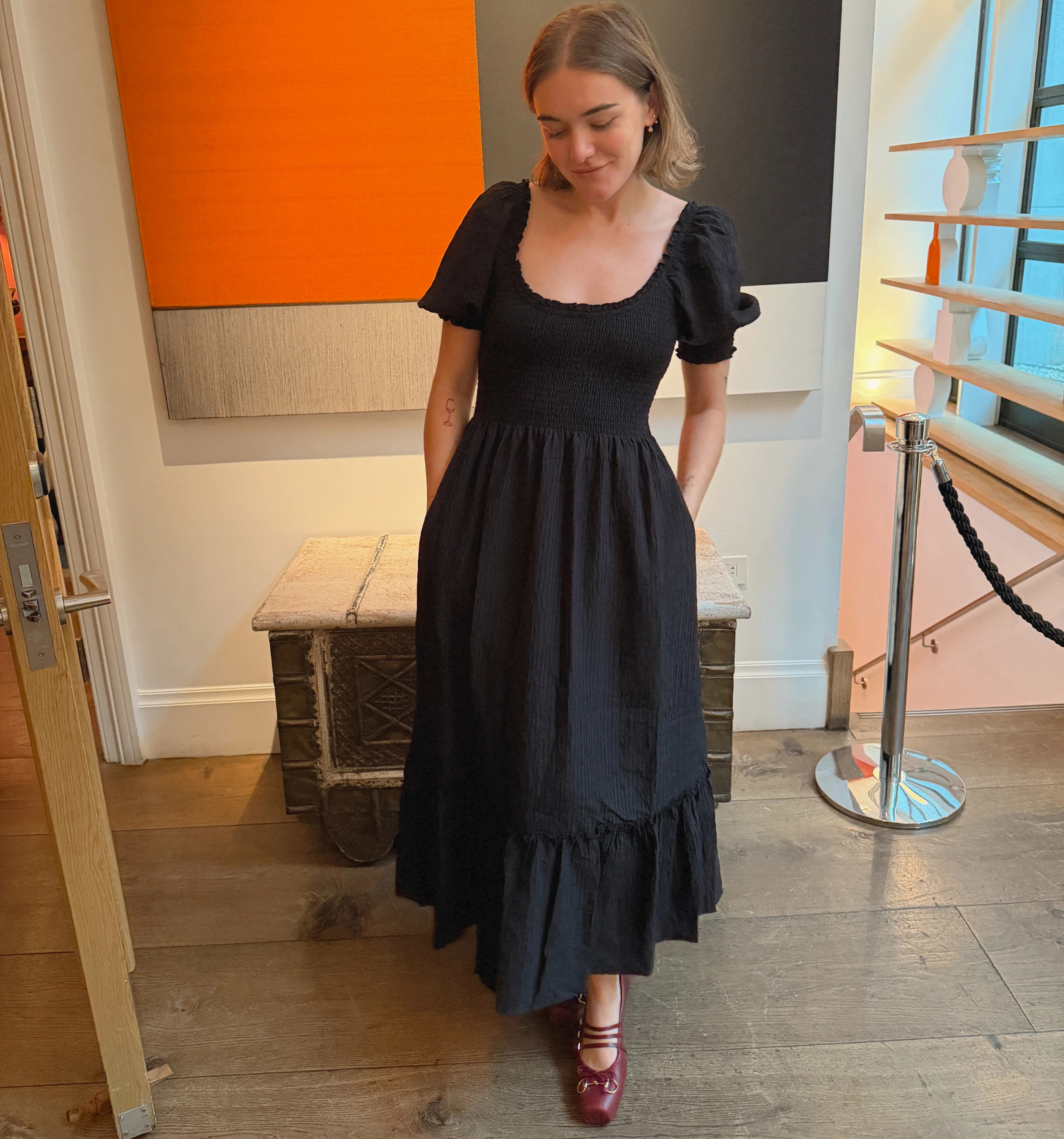 The Louisa Nap Dress | Black Tonal Seersucker / XL | ® | Hill House Home | Hill House Home US