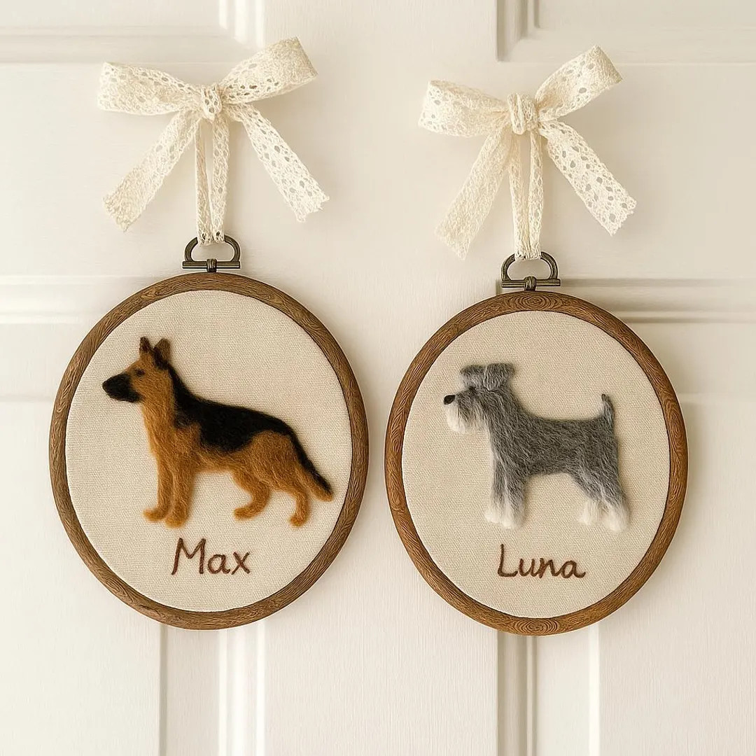 Custom Needle Felted Pet Portrait Embroidery Hoop Door Decor: Personalized Dog Memorial Gift | Etsy (US)