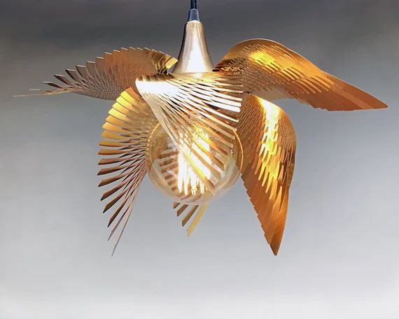 Golden Wing Ceiling Light fixture, Modern Brass Dining room Lighting, Ceiling Pendant light with ... | Etsy (US)