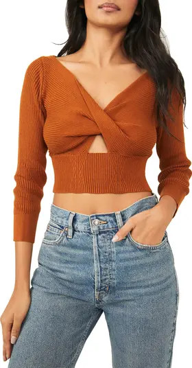 Free People Floyd Wrap Front Crop Cotton Blend Sweater | Nordstrom | Nordstrom