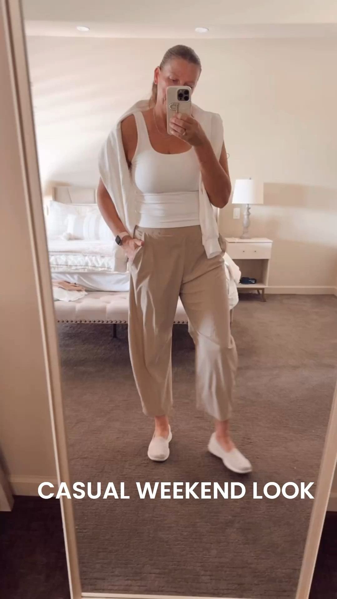 Casual weekend look!!
Everything is 40% off right now 

Casual outfit, barrel pants outfit, simple outfit, travel outfit, white tank top outfit, effortless Style 

#LTKOver40 #LTKSpringSale #LTKootd