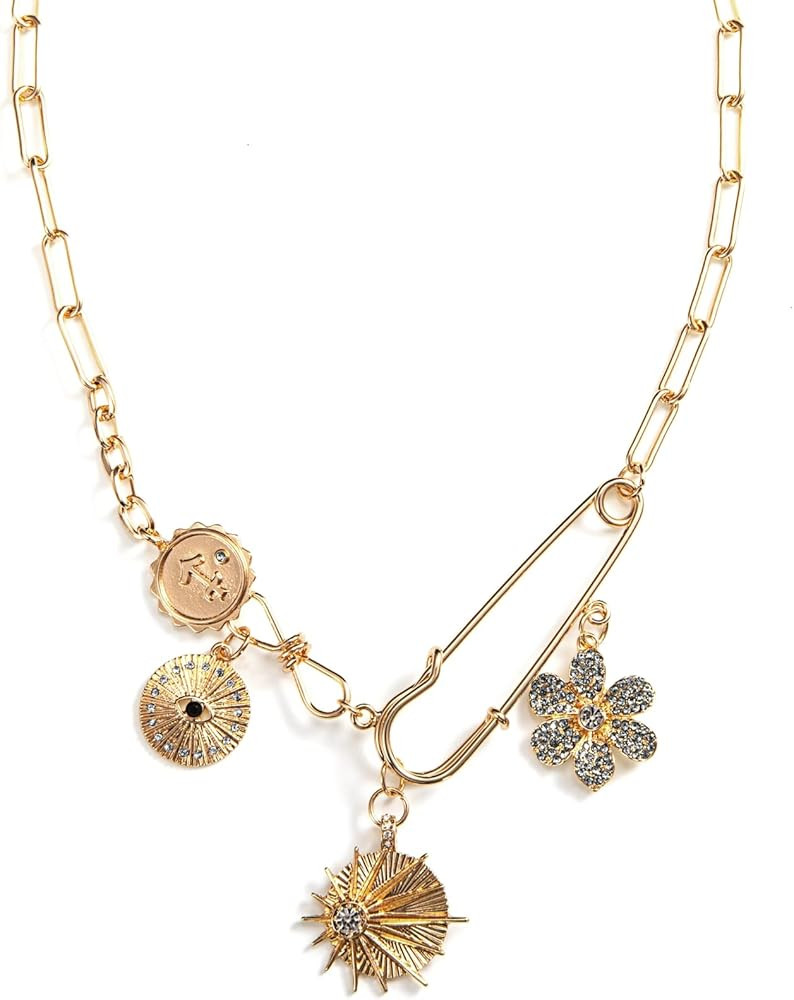 Paperclip Necklace Gold Protection Necklace, Handmade Evil Eye Jewelry For Women, Hamsa Hand Naza... | Amazon (US)