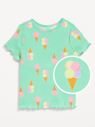 Printed Short-Sleeve Lettuce-Edge T-Shirt for Toddler Girls | Old Navy (US)