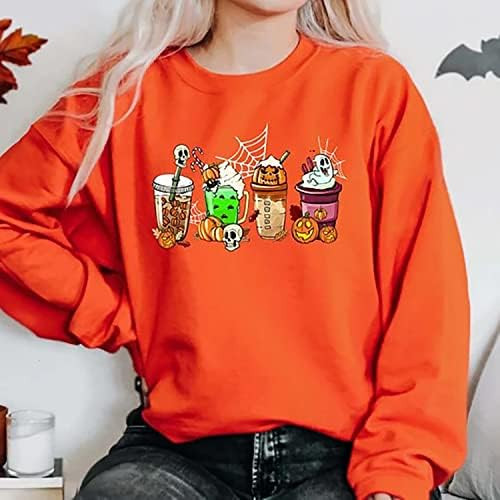 Fall Halloween Coffee Sweatshirt, Coffee Lover T-shirt, Halloween Pumpkin Latte Drink Cup Sweatshirt | Amazon (US)