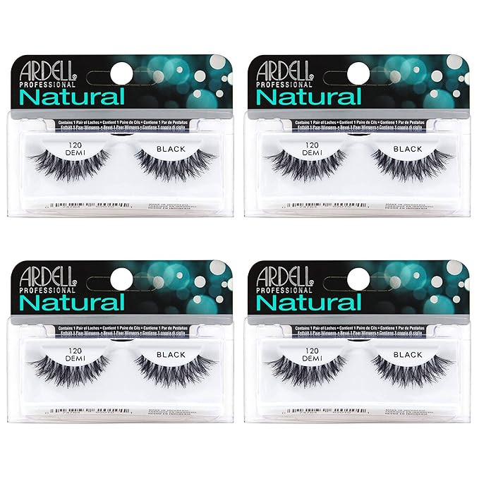 Ardell Natural Lashes False Eyelashes 120 - Black, Natural Look Strip Lashes, Reusable - 4 Pack | Amazon (US)