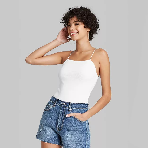 Women's Square Neck Spaghetti Strap Bodysuit - Wild Fable™ | Target