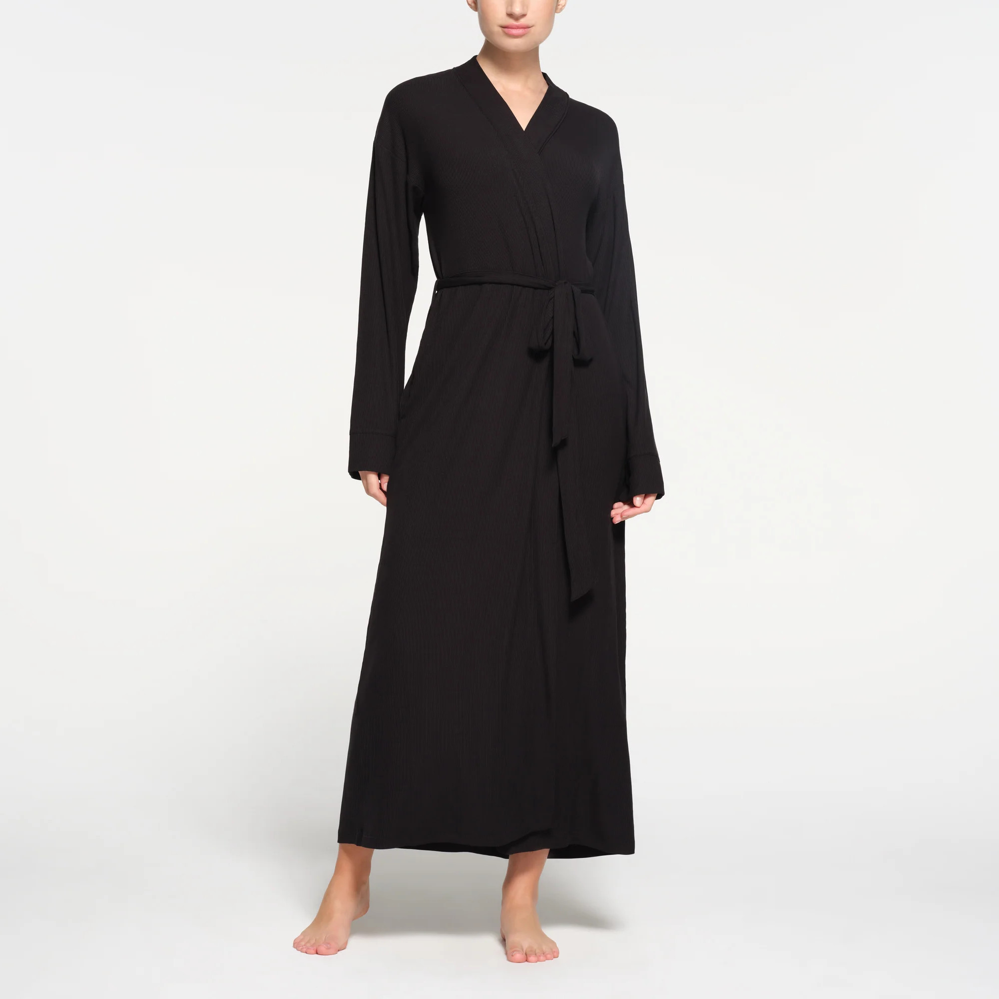 SKIMS Long Robe | Black | Small | Soft Lounge | SKIMS (US)