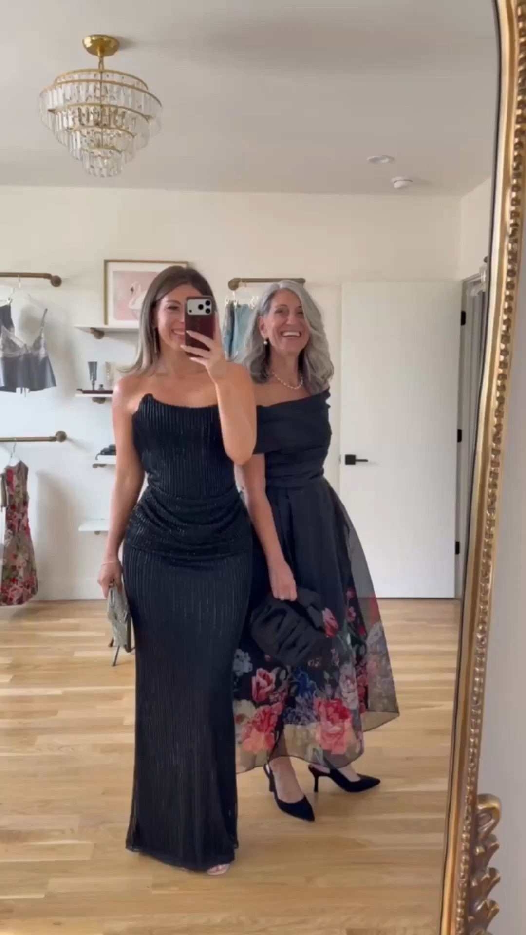 🖤 Black tie has never looked this effortless.

A hand-beaded black column that moves like a second skin and a dramatic off-shoulder ballgown with a painterly floral organza skirt. Two strapless silhouettes, one unforgettable entrance. Strapless is not the risky choice. It is the right one.

Emerson wears her usual small or 2. Mom wears a medium or 6, sized down to a 4 in the Mac Duggal.
Use code EMERSON10 at Mac Duggal and EMERSON15 at Dress the Population.

Save this for your next invitation. Share it with a friend who's shopping. 💌

#weddingguestdress #blacktiewedding #motherofthebride #weddingseason2026  
motherofthebride blacktiewedding ltkvideo ltkxanthro weddingseason2026 ltkseasonal

#LTKOver40 #LTKPetite #LTKWedding