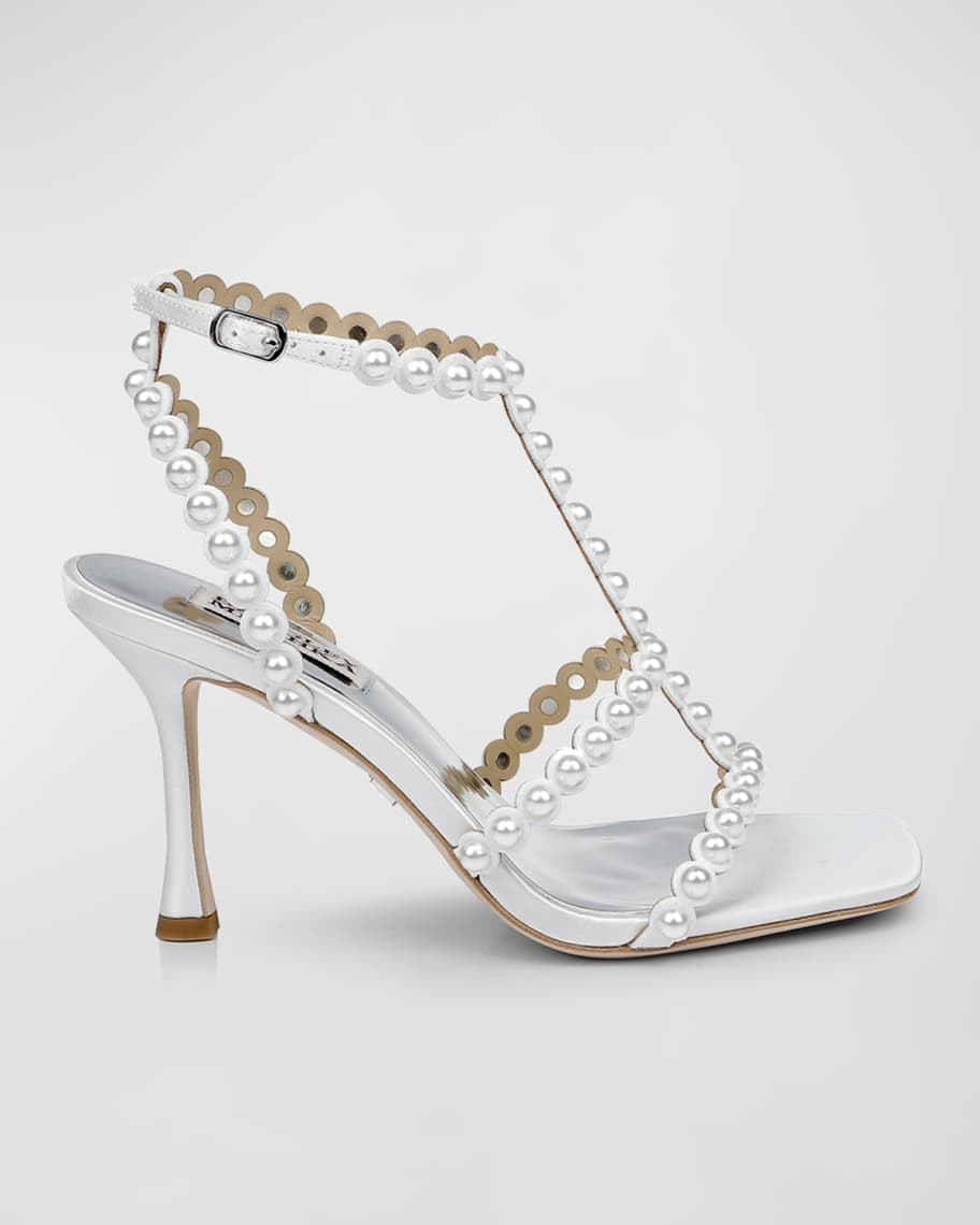 Badgley Mischka Camilia Dome Stud T-Strap Sandals | Neiman Marcus
