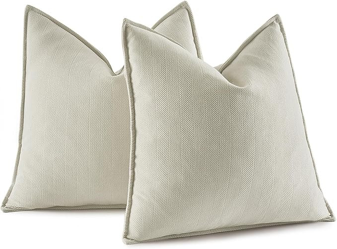 MIULEE Pack of 2 Cream Decorative Pillow Covers 20x20 Inch Soft Chenille Couch Throw Pillows Farm... | Amazon (US)