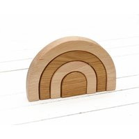 Small Wooden Stacking Rainbow Puzzle . Personalized Montessori Nursery Shelf Decor Neutral Baby Show | Etsy (US)