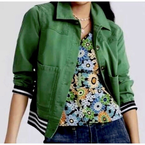 Cabi Green Mod Bomber Jacket Size XL Button Front Style 5852 | Poshmark
