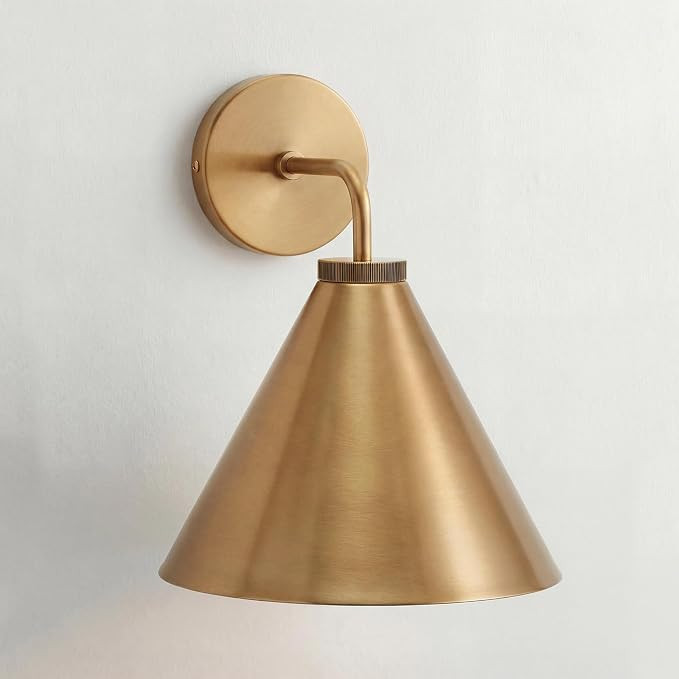 Retro Industrial Metal Cone Sconce Light - Vintage Inspired Modern Brass Wall Sconce with Metal S... | Amazon (US)