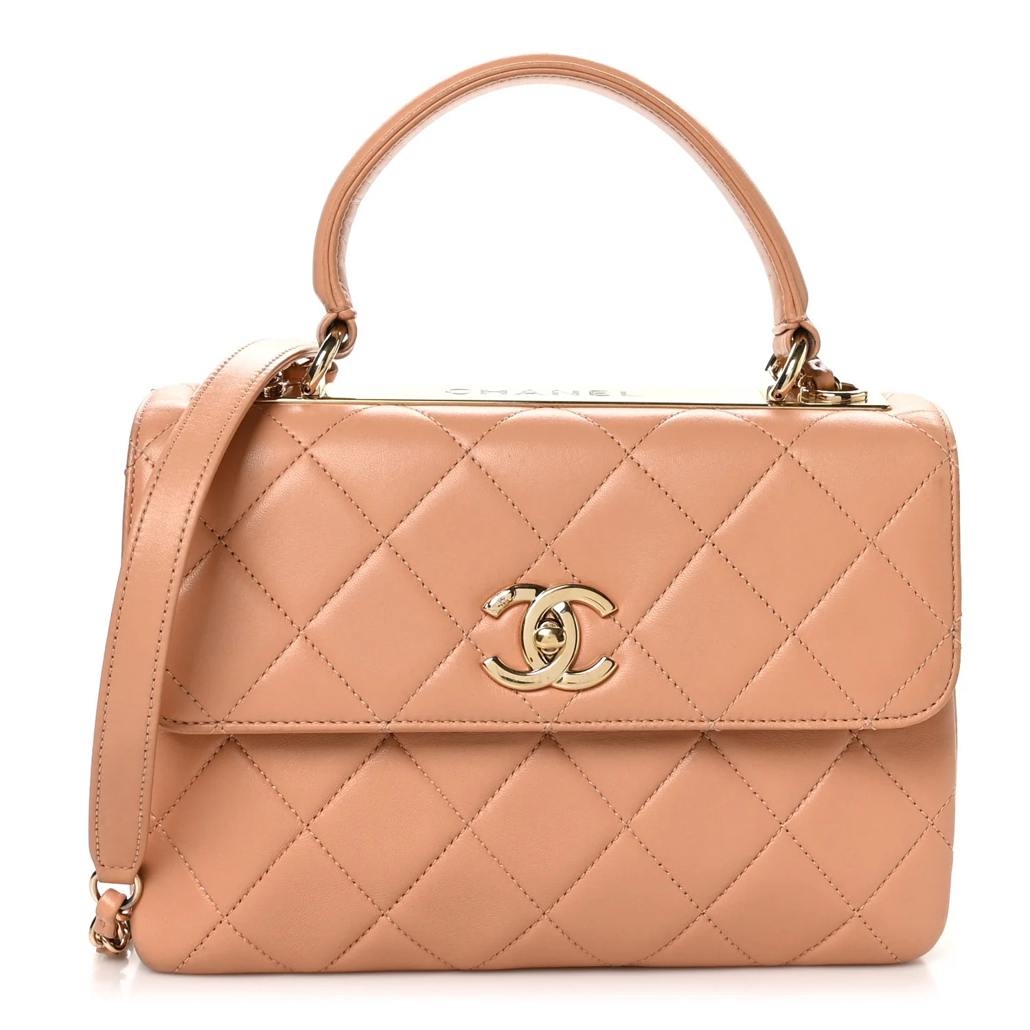Chanel Lambskin Quilted Small Trendy CC Dual Handle Flap Bag Camel 1637577 | FASHIONPHILE (US)