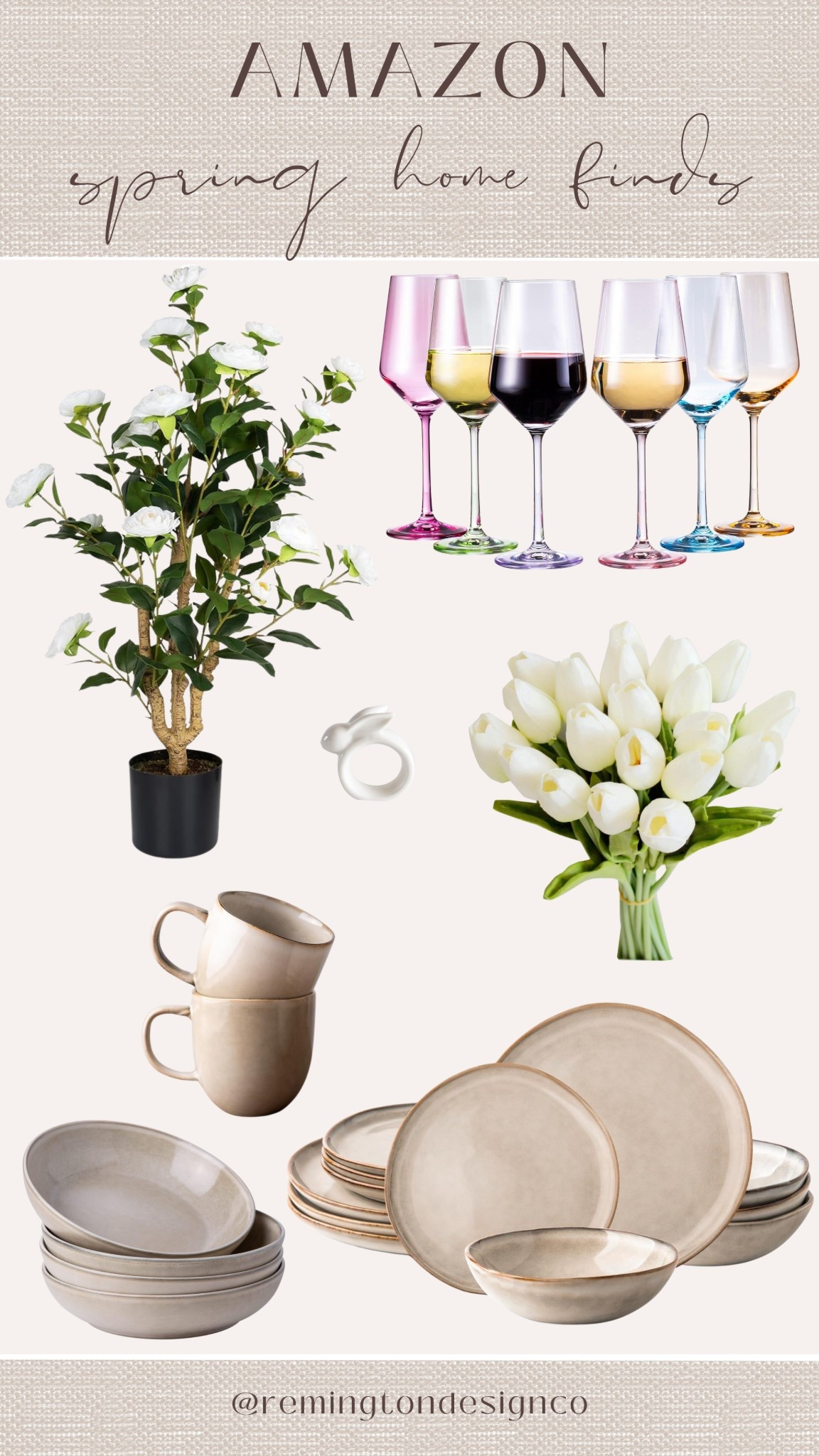 Spring home find favorites! These faux trees are perfect for porch and patio decor - they are also super durable! Mine sat outside all winter & These colorful wine glasses are so fun for hosting and also for an Easter or spring tablescape! I've had these faux tulips for years - they look & feel so realistic! | love them in my kitchen & for spring tablescapes as well. Plus they come in a ton of colors! These bunny: napkin rings are the cutest for Easter table decor!
Finally we have LOVED these dishes - they are super durable and just beautiful & Spring decor
Spring home decor Easter decor Easter tablescape
Easter table decor Patio design Patio decor
Amazon finds

#LTKStyleTip #LTKSeasonal #LTKHome