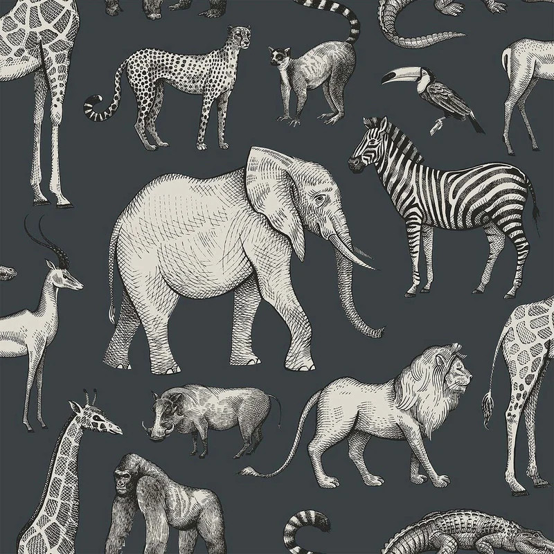Kenji Navy Safari Wallpaper - 20.9 x 396 x 0.025 | Bed Bath & Beyond