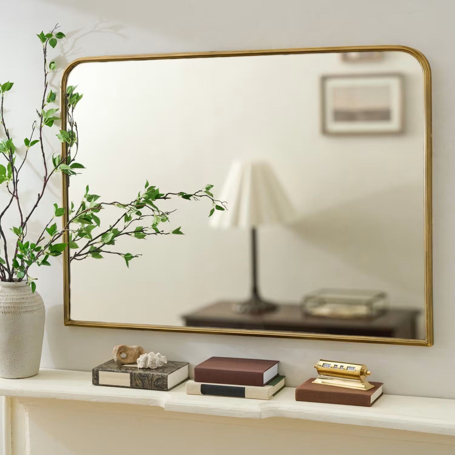 Collin Ribbed Brass Mantel Mirror | Magnolia