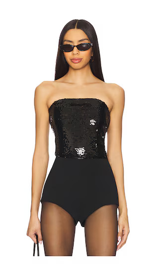 Sequin Corset Top in Black | Revolve Clothing (Global)