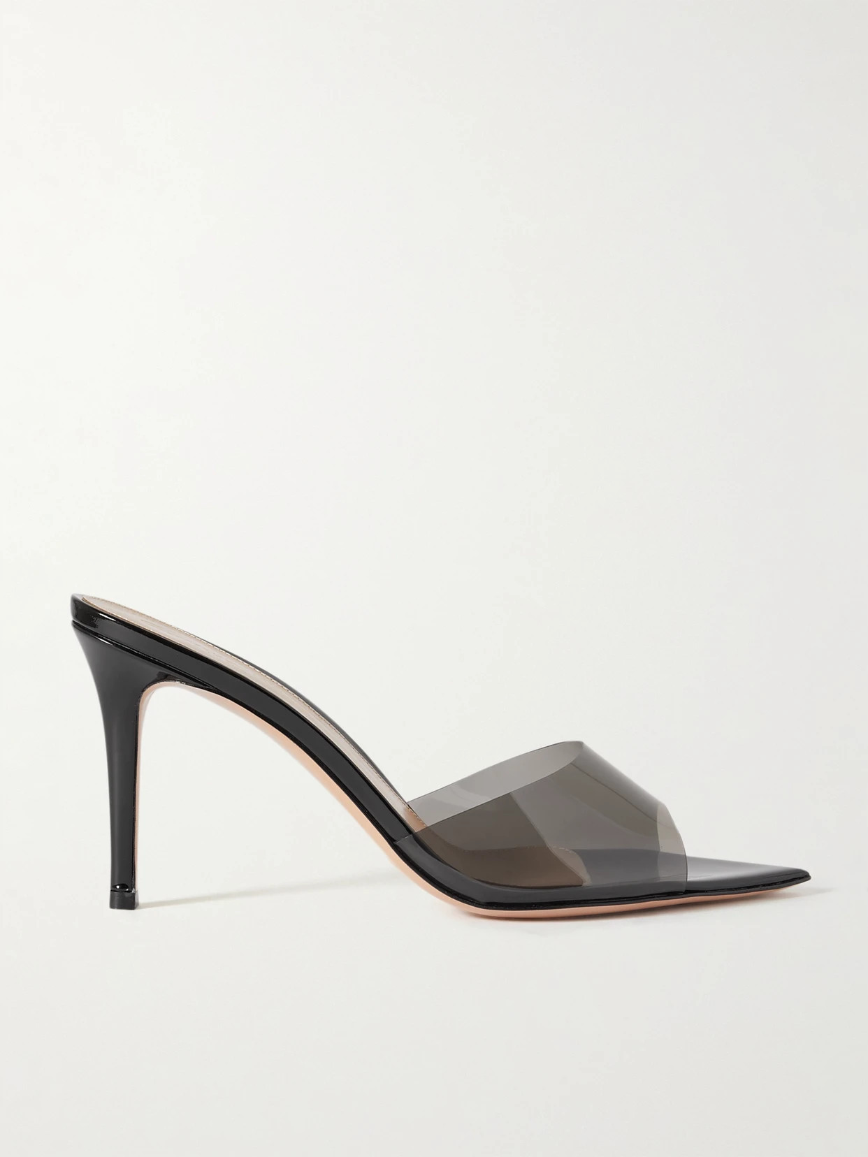 Gianvito Rossi - Elle 85 Pvc And Patent-leather Mules - Black | NET-A-PORTER (US)