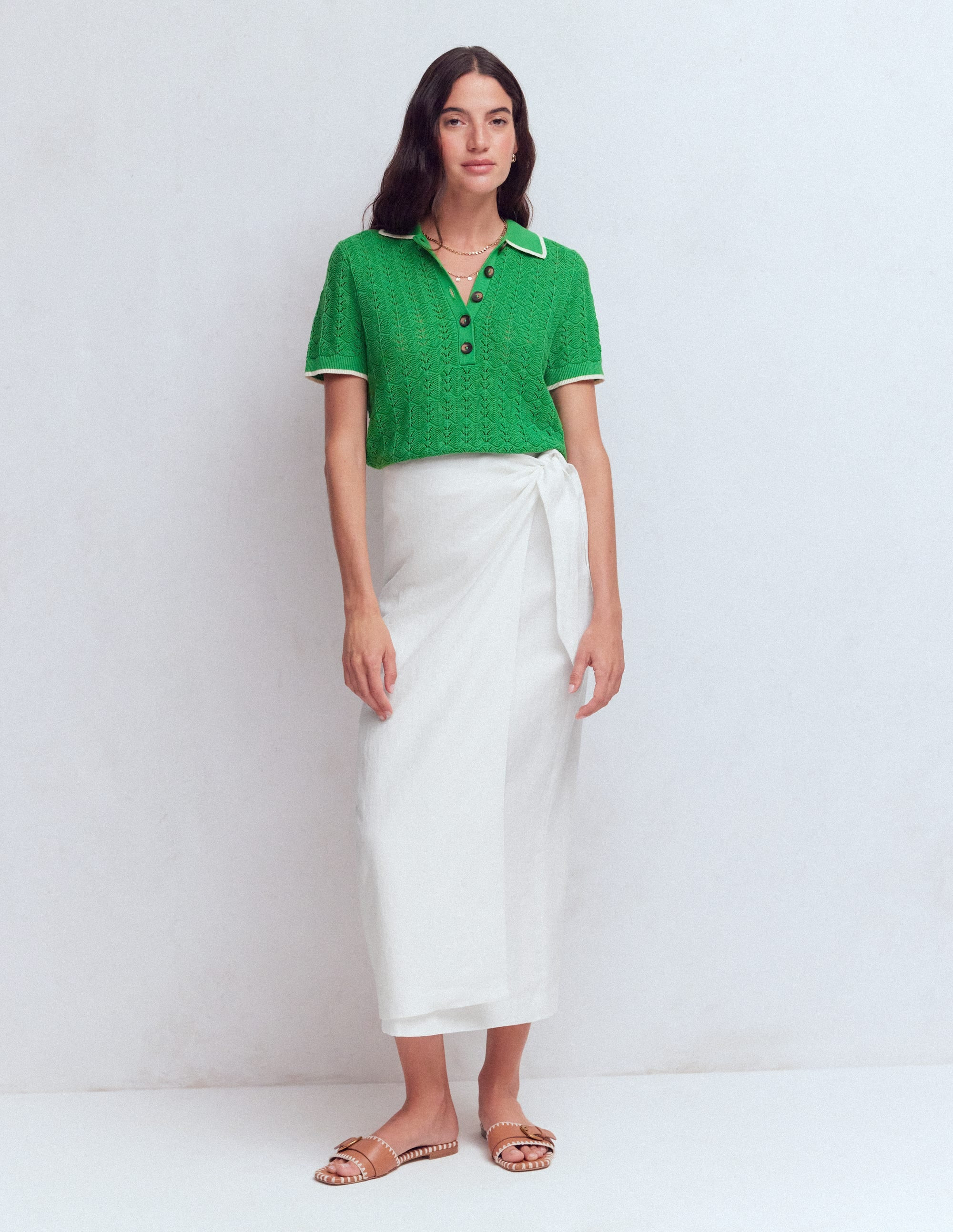 Dimitra Linen Column Skirt-Red Coral | Boden (US)