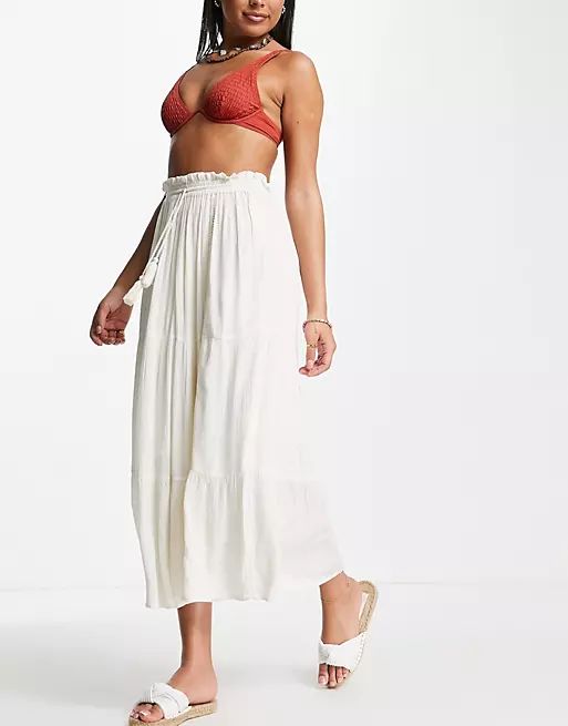 Rip Curl Lunar Tides maxi beach skirt in cream | ASOS (Global)