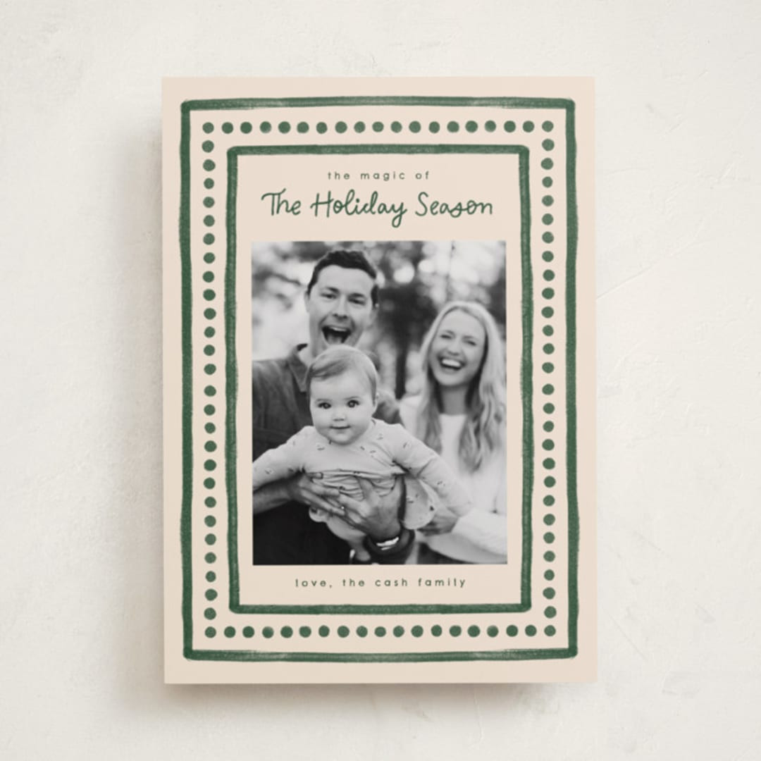 "Textiles" - Customizable Holiday Photo Cards in Green by Megan Cash. | Minted