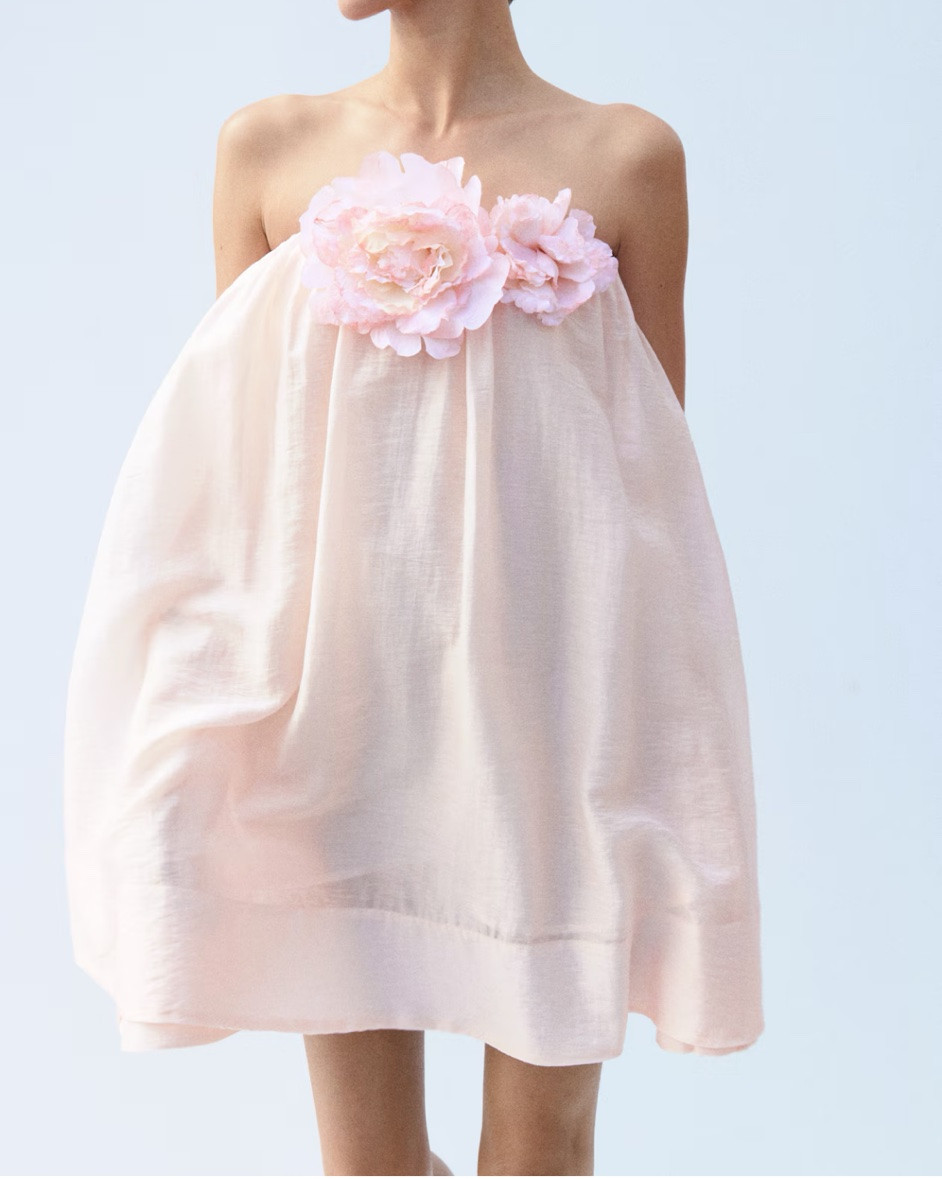 Blush pink mini dress with floral details on

#LTKSeasonal