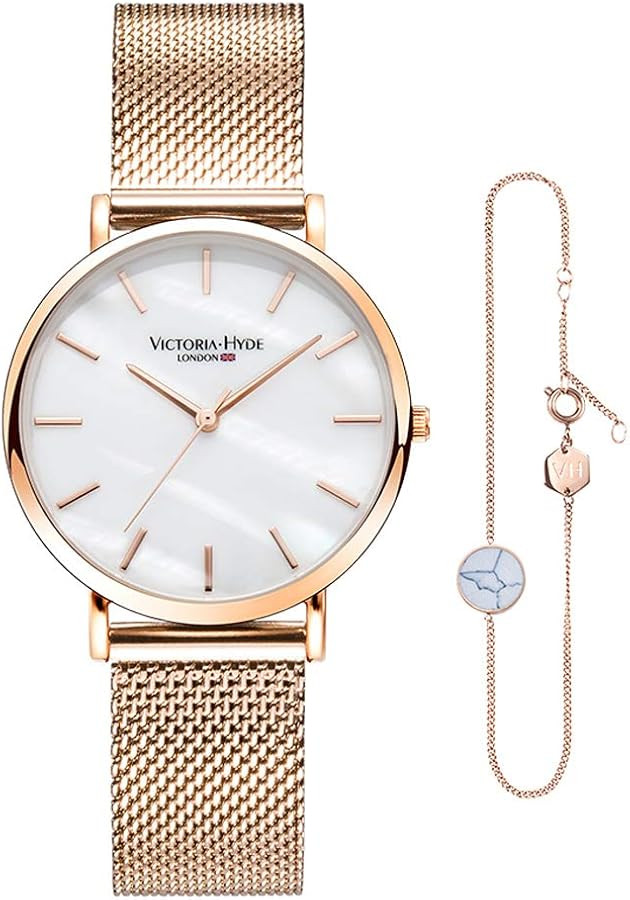 VICTORIA HYDE Quartz Watches for Women Genuine Leather Strap Stainless Steel Mesh Band Detachable... | Amazon (CA)