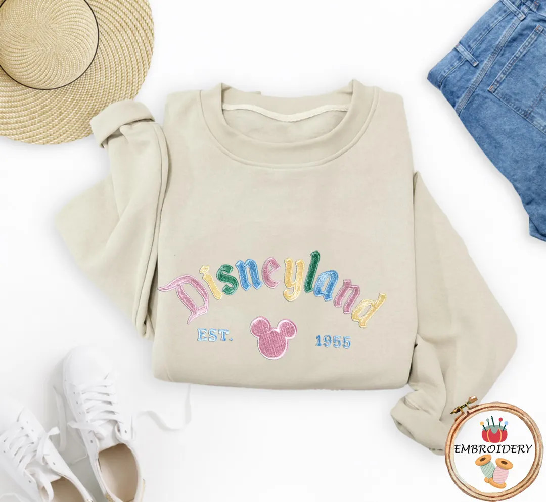 Disneyland the Original Embroidered Sweatshirt, Retro Vintage Embroidery Thread Shirt, Disneyland... | Etsy (US)