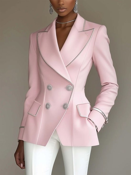 Urban Color Block Loose Blazer Shawl Collar Outerwear | Stylewe