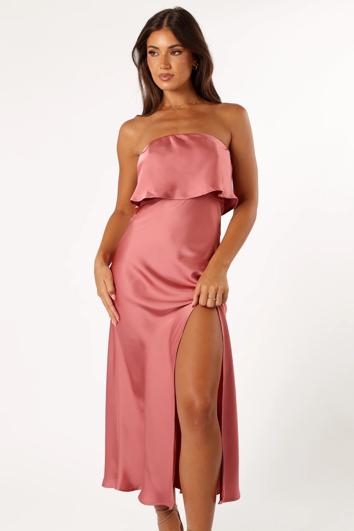 Vienna Strapless Midi Dress - Dusty Rose | Petal & Pup (US)