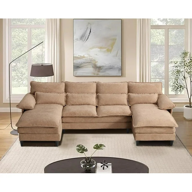 JONPONY107.5" Modular Sectional Sofa with Double Cushion Sleeper Chaise,Modern Terry Cloth Fbric ... | Walmart (US)