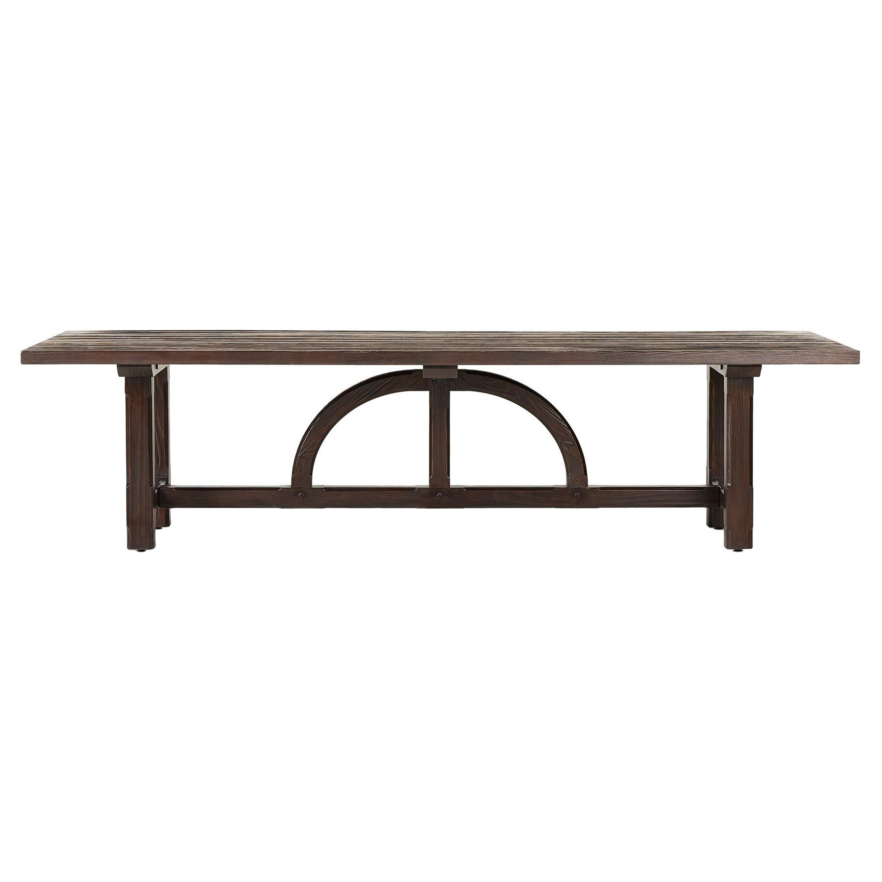 The Arch Rustic Lodge Brown Pine Wood Rectangular Dining Table - 120 | Kathy Kuo Home