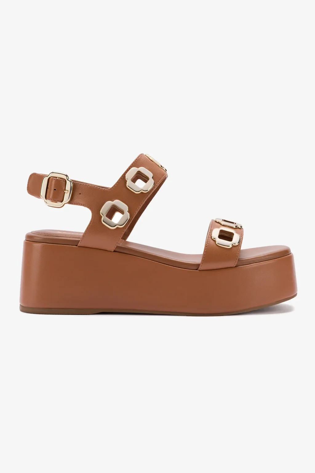 Milan Flatform Sandal In Caramel Leather | Larroude