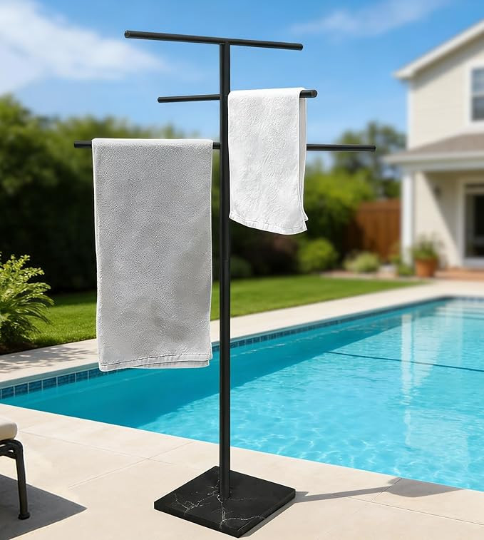 Eadot Marble Base Outdoor Standing Towel Rack for Swimming Pool, Hot Tub Or Spa, 304 Stainless St... | Amazon (US)