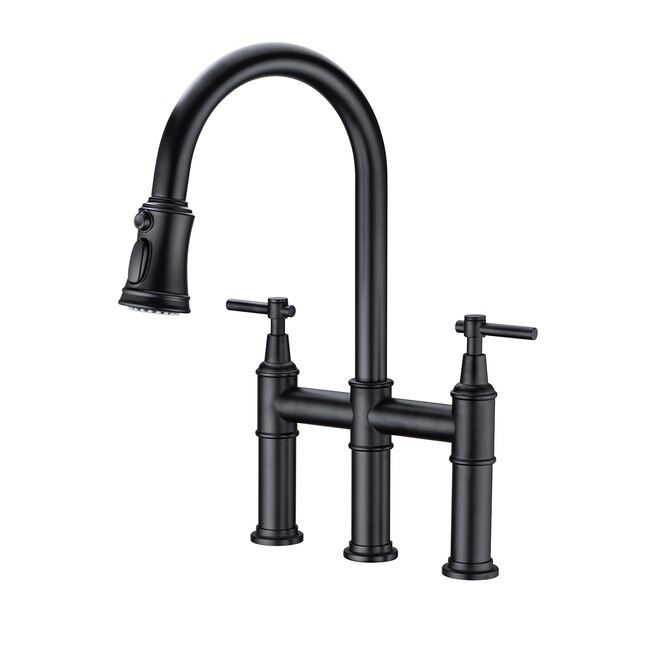 Clihome  Bridge Sink Faucets Matte Black 2-handle Bridge Kitchen Faucet | Lowe's