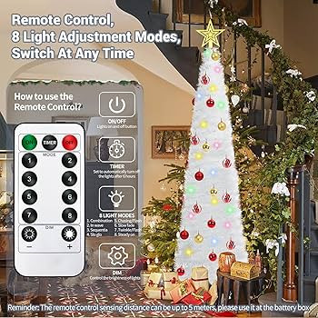5 Ft Prelit Tinsel Pop Up Christmas Tree with 8 Light Adjustment Modes 50 Remote Color Lights Bat... | Amazon (US)