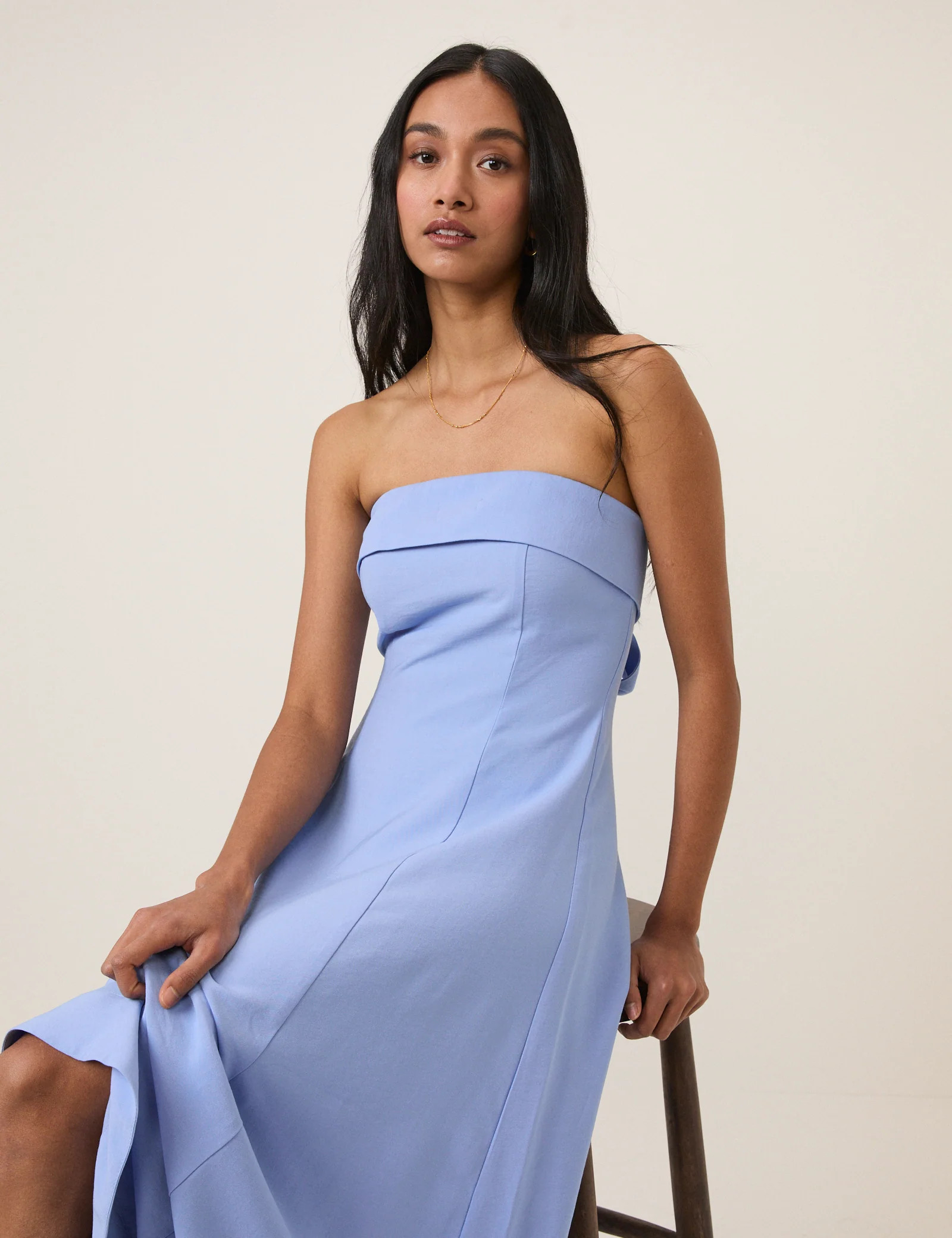 Blue Bow Back Chelsea Midi Dress | Nobody's Child