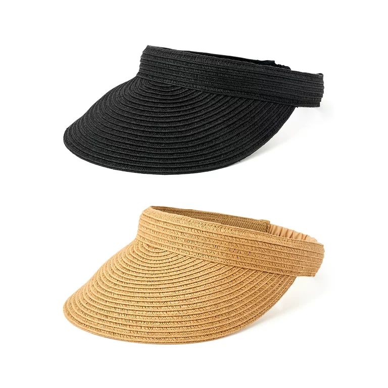 Time and Tru Women's Straw Visors, 2-Pack | Walmart (US)