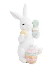 Bunny Holding Cupcake & Macarons Figurine | TJ Maxx