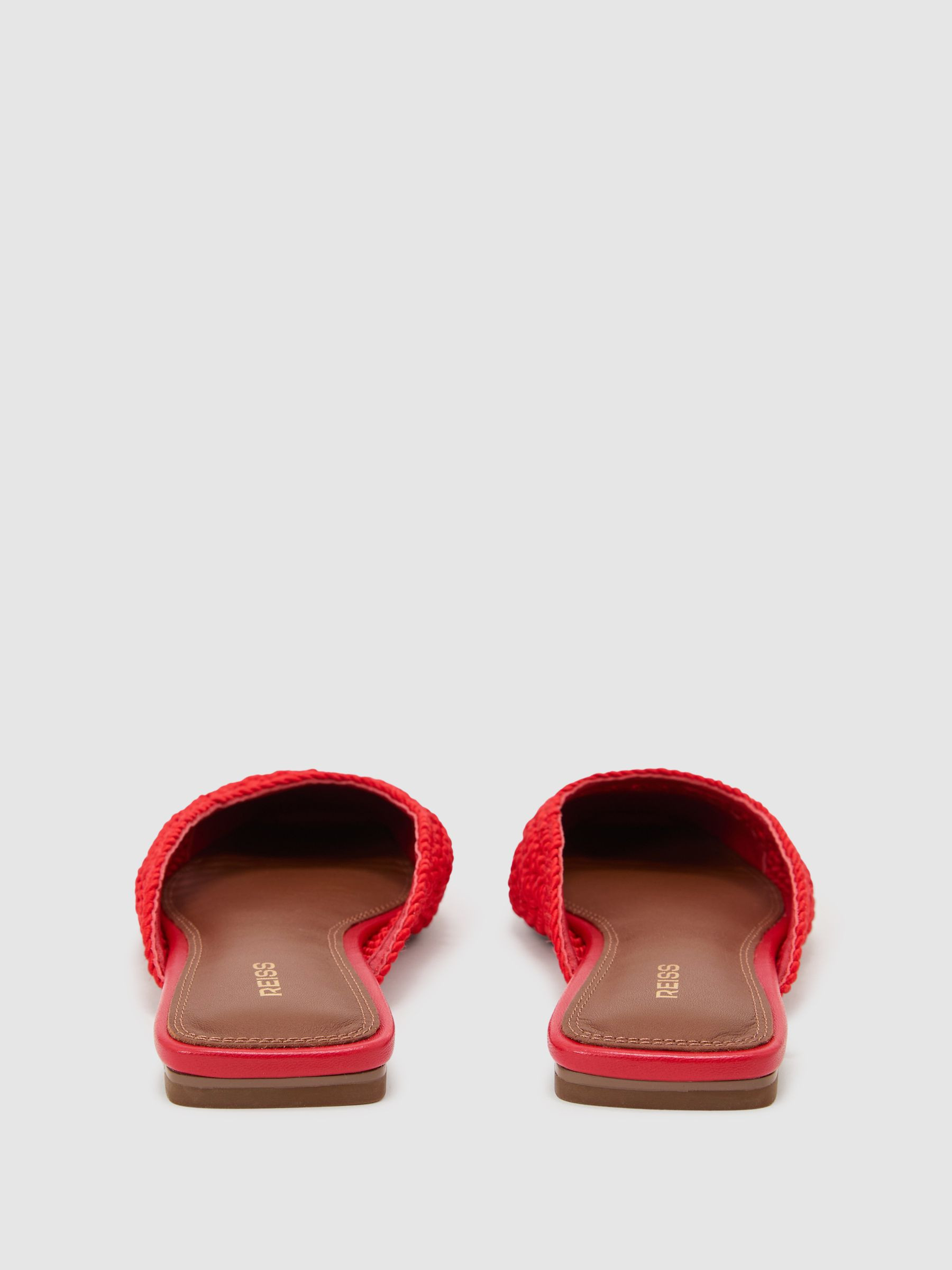 Woven Slip-On Mules in Red | Reiss US
