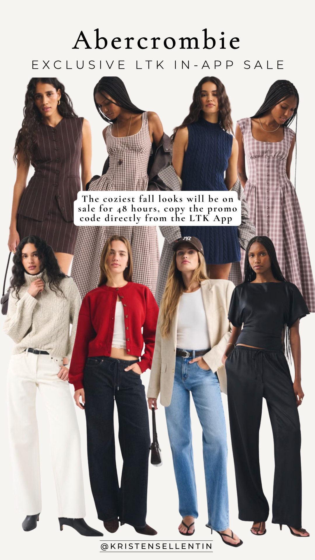 Abercrombie Exclusive LTK In-App Sale! 

30% off + extra 20% off with code AFLTK today!

The coziest fall looks will be on sale for 48 hours, copy the promo code directly from the LTK App. 

#LTKxAbercrombie 

 #LTKootd #LTKSeasonal #LTKSaleAlert