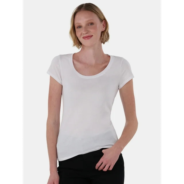 No Boundaries Scoop Neck Tee with Short Sleeves, Women's | Walmart (US)