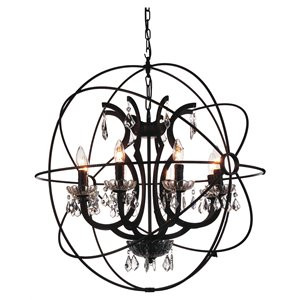 CWI Lighting Campechia 28" 8-light Up Farmhouse Metal Chandelier in Brown | Cymax