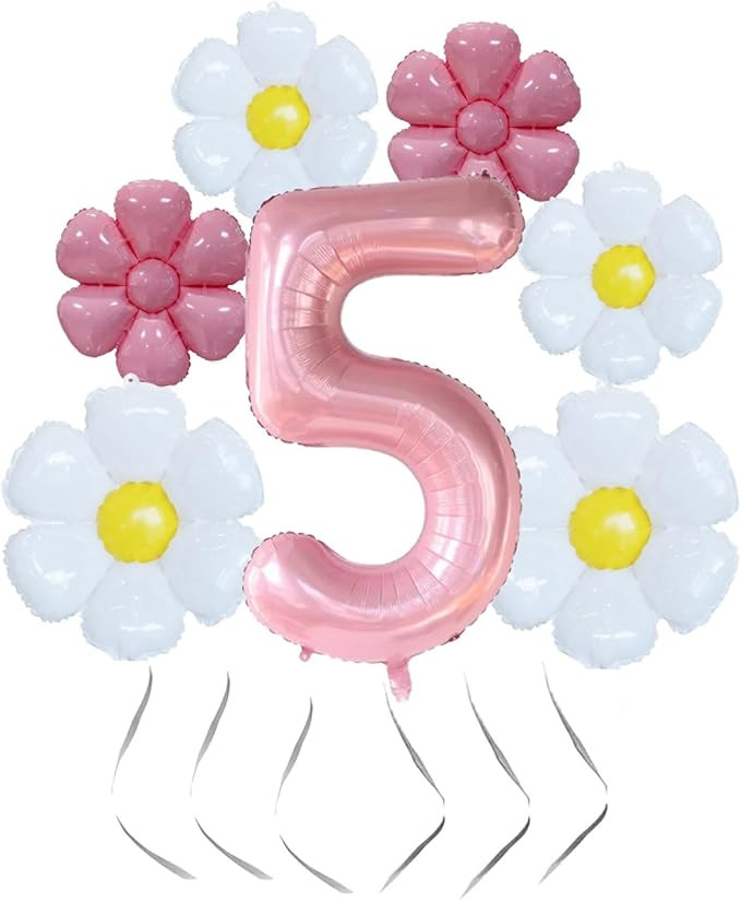 Daisy 5th Birthday Party Decorations Balloon,40inch Pink Number Balloon 5，Daisy Birthday Party ... | Amazon (US)