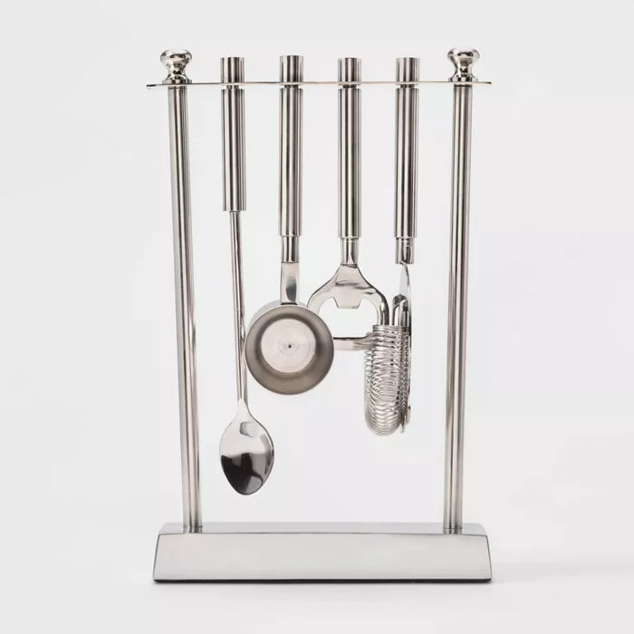 5pc Stainless Steel Bar Tool Set with Stand Silver - Threshold™ | Target