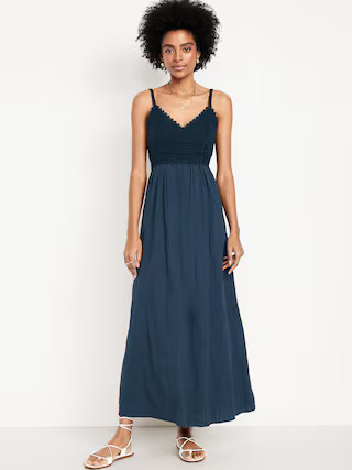 Fit & Flare Crochet-Bodice Maxi Dress | Old Navy (US)