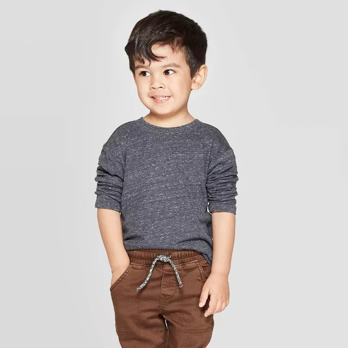Toddler Boys' Specialty Jersey Long Sleeve T-Shirt - Cat & Jack™ Charcoal | Target
